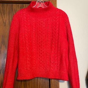 Beautiful red, red cable mock neck sweater ❤️